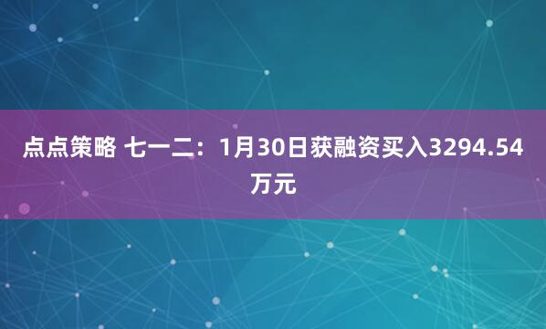 点点策略 七一二：1月30日获融资买入3294.54万元