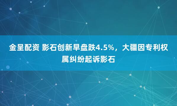 金呈配资 影石创新早盘跌4.5%，大疆因专利权属纠纷起诉影石